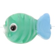 Perle poisson en verre 20x13 mm - Vert - Bleu clair x1