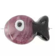 Perle poisson en verre 20x13 mm - Prune - Noir x1