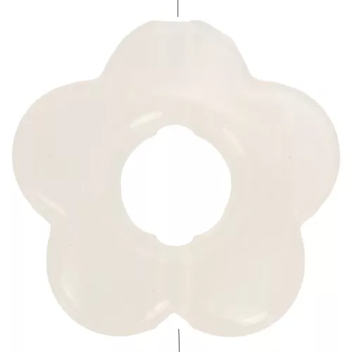 Perles fleur en résine translucide 14 mm - Marbré Beige - Blanc x4