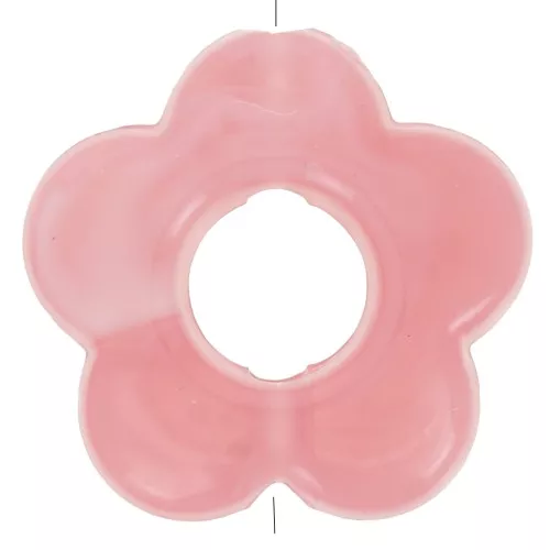 Perles fleur en résine translucide 14 mm - Marbré Rose corail x4