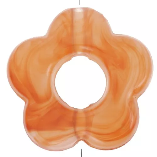 Perles fleur en résine transparente 14 mm - Marbré Orange foncé x4