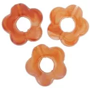 Perles fleur en résine transparente 14 mm - Marbré Orange foncé x4