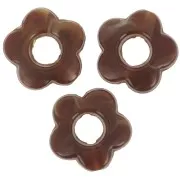 Perles fleur en résine opaque 14 mm - Marbré Marron foncé x4