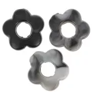 Perles fleur en résine opaque 14 mm - Marbré Noir et blanc x4