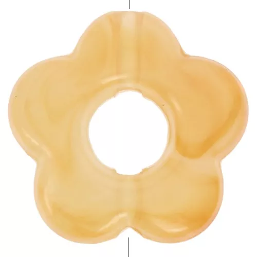Perles fleur en résine transparente 14 mm - Marbré Jaune clair - Orange x4