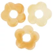 Perles fleur en résine transparente 14 mm - Marbré Jaune clair - Orange x4
