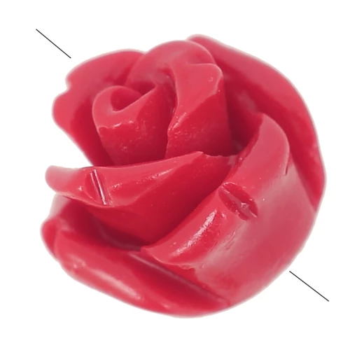 Perles fleur semi-percée 8 mm en synthétique - Rouge x4