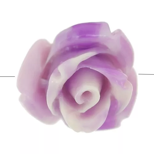 Perles fleur 10 mm en synthétique - Marbré Lilas - Crème x4