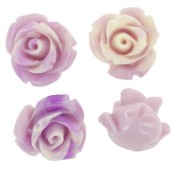 Perles fleur 10 mm en synthétique - Marbré Lilas - Crème x4