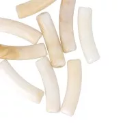 Perles tube incurvé 19x5 mm en acrylique opaque - Marbré Beige - Marron x10