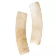 Perles tube incurvé en acrylique opaque 19x5 mm - Marbré Beige - Marron x10