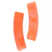 Perles tube incurvé 19x5 mm en acrylique translucide - Orange marbré x10