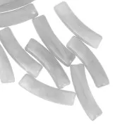 Perles tube incurvé en acrylique translucide 19x5 mm - Gris marbré x10