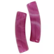 Perles tube incurvé 19x5 mm en acrylique opaque - Prune marbré x10