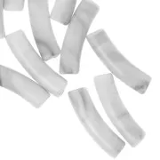Perles tube incurvé 19x5 mm en acrylique opaque - Marbré Blanc - Gris x10