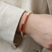 Perles tube incurvé en acrylique opaque 19x5 mm - Marbré Blanc - Gris x10