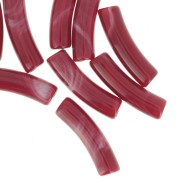 Perles tube incurvé 19x5 mm en acrylique opaque - Rouge marbré x10