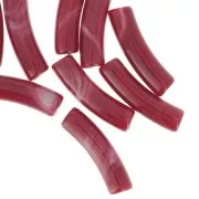 Perles tube incurvé 19x5 mm en acrylique opaque - Rouge marbré x10