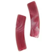 Perles tube incurvé 19x5 mm en acrylique opaque - Rouge marbré x10