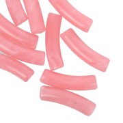 Perles tube incurvé en acrylique translucide 19x5 mm - Rose corail marbré x10|raw }}