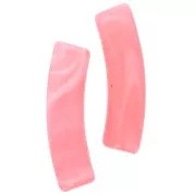 Perles tube incurvé 19x5 mm en acrylique translucide - Rose corail marbré x10