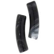 Perles tube incurvé 19x5 mm en acrylique opaque - Noir marbré x10