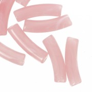 Perles tube incurvé 19x5 mm en acrylique translucide - Rose clair marbré x10