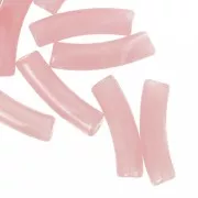 Perles tube incurvé 19x5 mm en acrylique translucide - Rose clair marbré x10