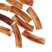 Perles tube incurvé 19x5 mm en acrylique transparent - Ambre marbré x10