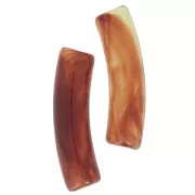 Perles tube incurvé 19x5 mm en acrylique transparent - Ambre marbré x10