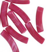 Perles tube incurvé 19x5 mm en acrylique opaque - Framboise marbré x10