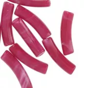Perles tube incurvé 19x5 mm en acrylique opaque - Framboise marbré x10