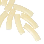 Perles tube incurvé en acrylique translucide 19x5 mm - Jaune clair marbré x10
