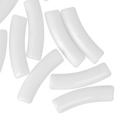 Perles tube incurvé 19x5 mm en acrylique opaque - Blanc x10