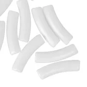 Perles tube incurvé 19x5 mm en acrylique opaque - Blanc x10