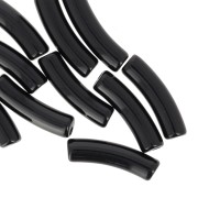 Perles tube incurvé 19x5 mm en acrylique opaque - Noir x10