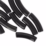Perles tube incurvé 19x5 mm en acrylique opaque - Noir x10