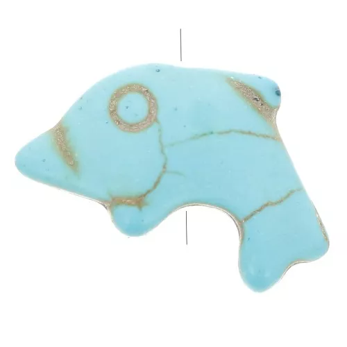 Perle dauphin 12x19 mm imitation pierre gemme teintée Howlite - Turquoise x1