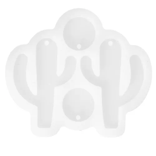 Moule en silicone pour réaliser des boucles d'oreilles cactus - Transparent x1