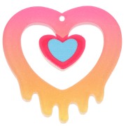 Pendentif coeur fondant évidé 37x37.5 mm en acrylique - Rose - Orange pailleté x1|raw }}