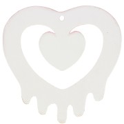 Pendentif coeur fondant évidé 37x37.5 mm en acrylique - Rose - Orange pailleté x1