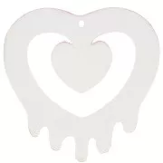 Pendentif coeur fondant évidé 37x37.5 mm en acrylique - Rose - Orange pailleté x1