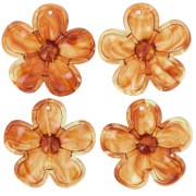 Pendentif fleur 42 mm en acrylique transparente - Marbré Ambre x1