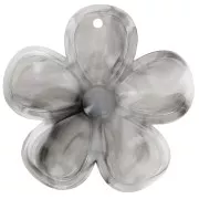 Pendentif fleur 42 mm en acrylique translucide - Marbré Gris foncé x1