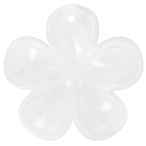 Pendentif fleur 42 mm en acrylique translucide - Marbré Blanc x1