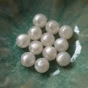 Perles en résine opaque 12 mm - Blanc nacré x6