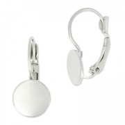 Boucles d'oreilles Dormeuses disque pour cabochon 10 mm en Acier Inox 304 x2