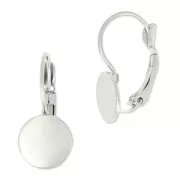 Boucles d'oreilles Dormeuses disque pour cabochon 10 mm en Acier Inox 304 x2