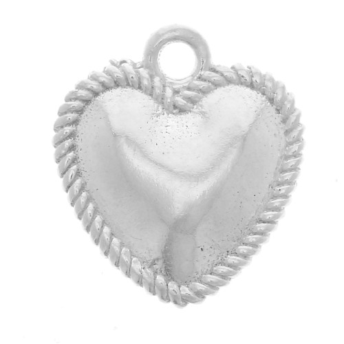 Breloque coeur bombé 12x11 mm effet torsadé - Argent 925 x1