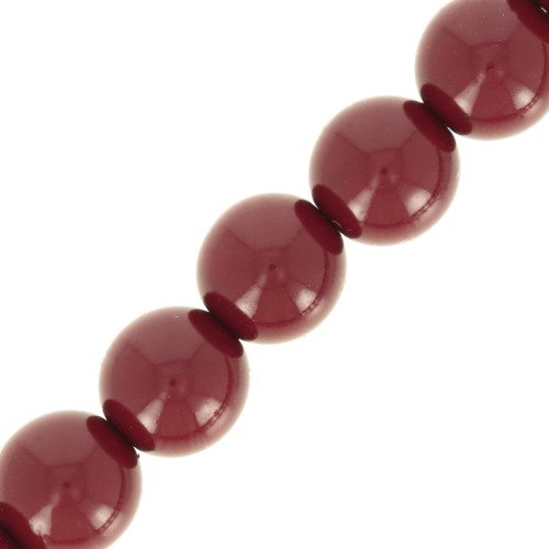 Perles en verre tchèque rondes Shiny 6 mm - Cranberry x25